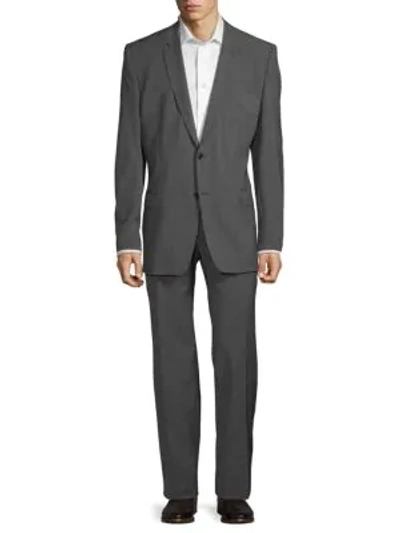Shop Versace Modern-fit Wool-blend Suit In Black Grey