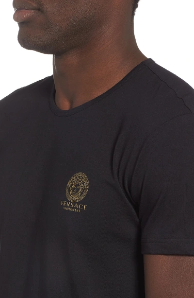 Shop Versace Crewneck Logo T-shirt In Black