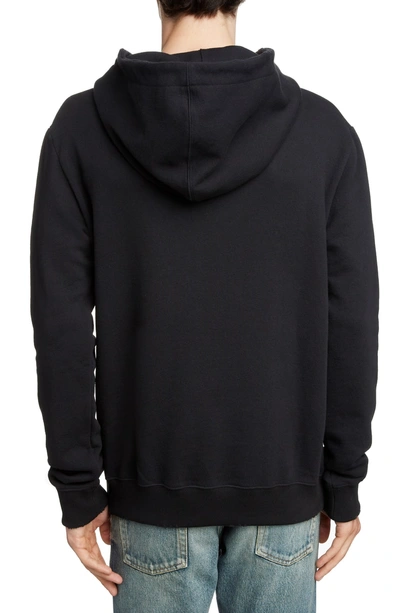 Shop Saint Laurent Destroyed Logo Hoodie In Black Multi