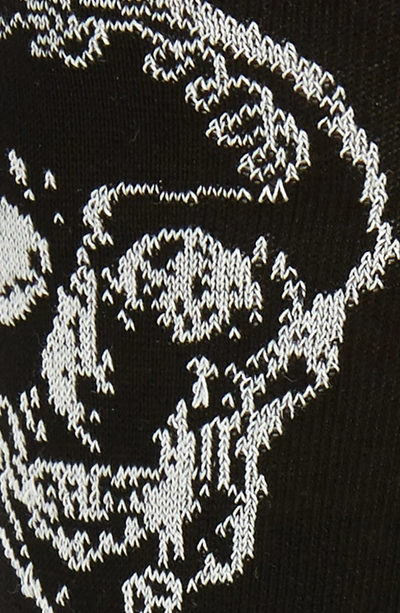 Shop Alexander Mcqueen Graffiti Skull Socks In Black/ Ivory