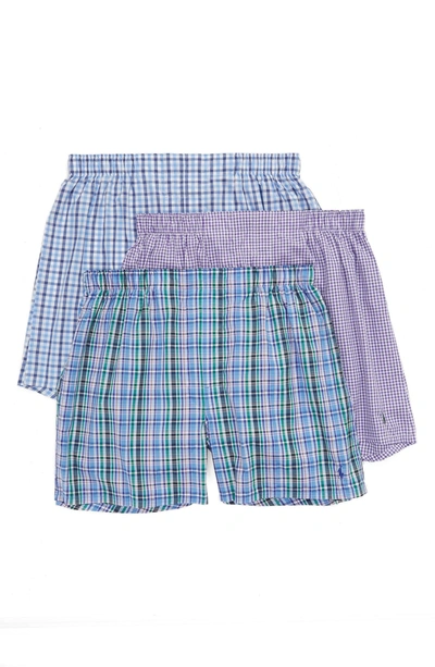 Shop Polo Ralph Lauren 3-pack Woven Boxers In Black/ Red Plaid Multi
