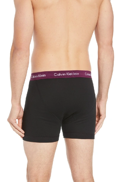 Shop Calvin Klein 3-pack Boxer Briefs In Black W Blue/ Plum/ Monument