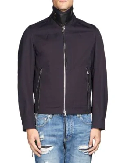 Shop Alexander Mcqueen Cotton Bomber Jacket In Polarlites