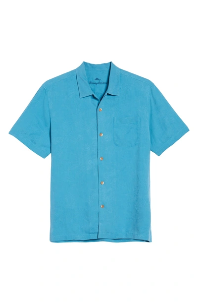Shop Tommy Bahama St Lucia Fronds Silk Camp Shirt In Voyager Blue