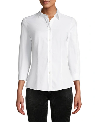 Shop Carolina Herrera Classic Cotton Button-front Shirt In White