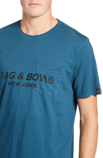Shop Rag & Bone Regular Upside Down Pocket T-shirt In Stone Blue