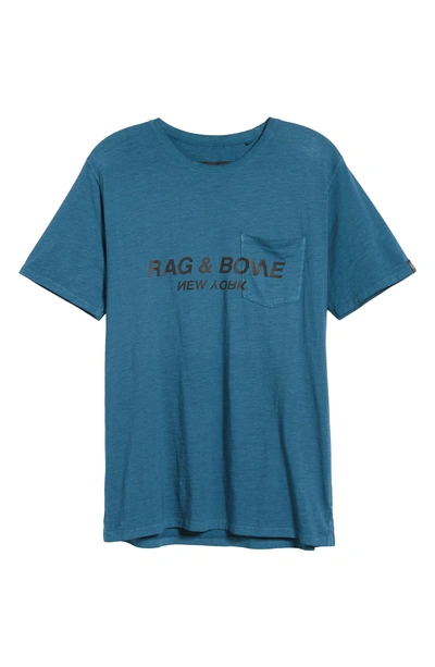 Shop Rag & Bone Regular Upside Down Pocket T-shirt In Stone Blue