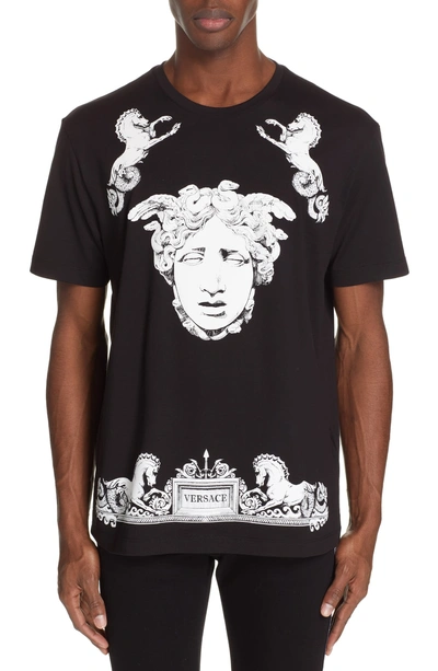 Shop Versace Horse & Head Graphic T-shirt In Black