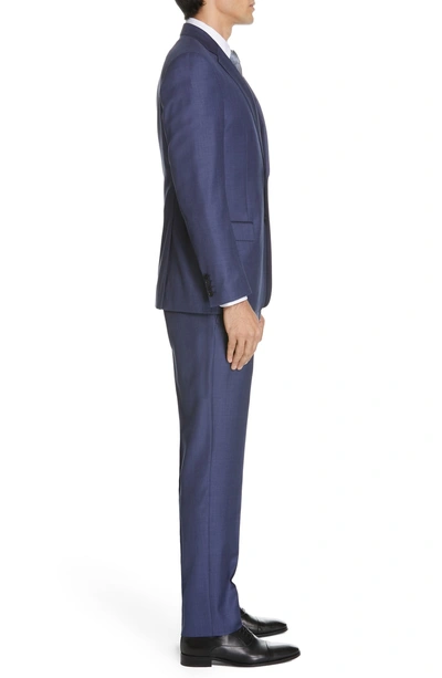 Shop Emporio Armani Trim Fit Plaid Wool Suit In Blue
