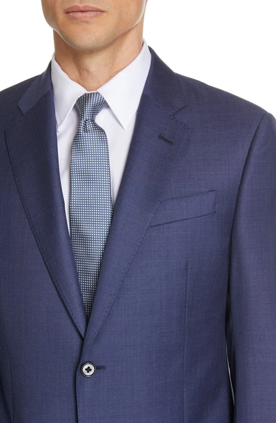 Shop Emporio Armani Trim Fit Plaid Wool Suit In Blue