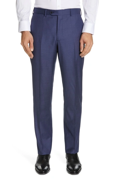 Shop Emporio Armani Trim Fit Plaid Wool Suit In Blue