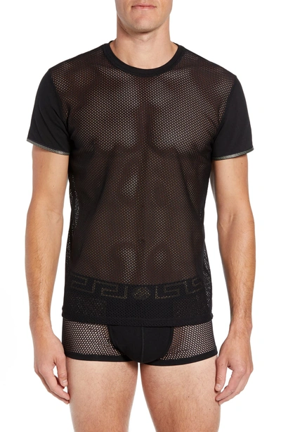 Shop Versace Girocollo Mesh T-shirt In Black