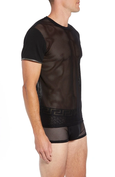 Shop Versace Girocollo Mesh T-shirt In Black