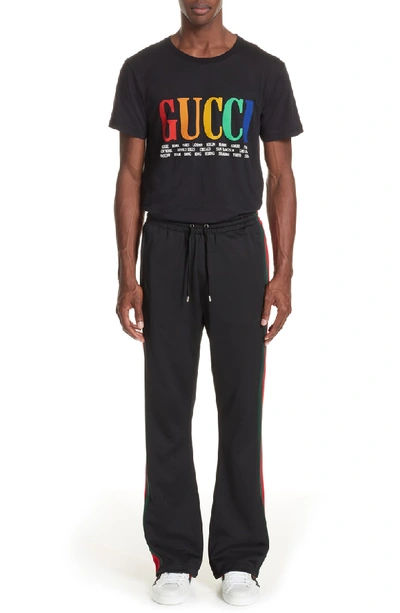 Shop Gucci Multicolor Logo T-shirt In Black