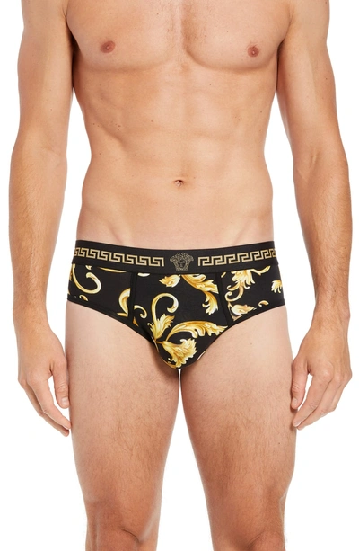 Shop Versace Parigamba Briefs In Black/ Gold