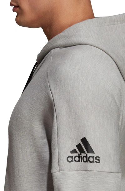 Shop Adidas Originals Id Stadium Zip Hoodie In Solid Grey/ Raw White