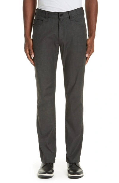 Shop Emporio Armani Flat Front Five Pocket Trousers In Blue