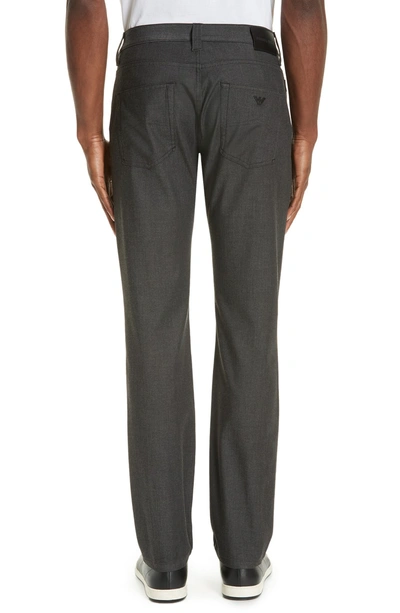 Shop Emporio Armani Flat Front Five Pocket Trousers In Blue