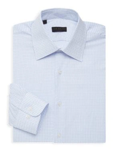 Shop Ike Behar Checkered Long-sleeve Dress Shirt In White