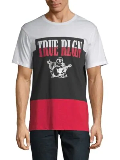 Shop True Religion Colorblock Cotton Tee In Blackberry