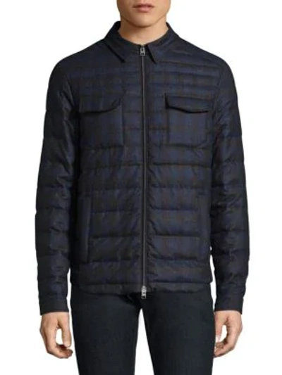 Shop Etro Sportswear Quilted Wool Jacket In Blue Heather