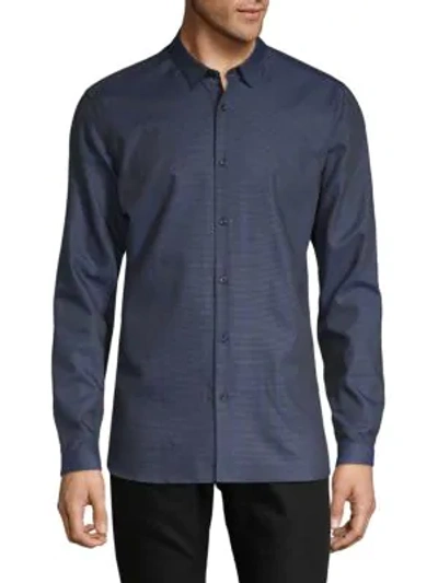 Shop The Kooples Printed Cotton Button-down Shirt In Light Blue