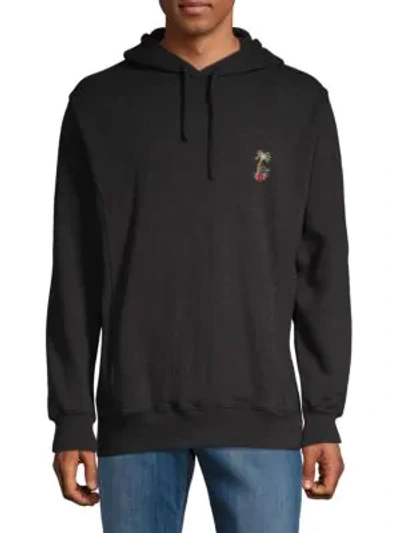 Shop Barney Cools Embroidered Cotton Hoodie In Black
