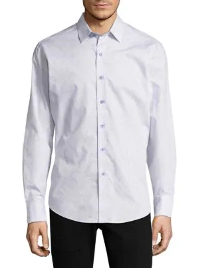 Shop Robert Graham Embroidered Cotton Casual Button-down Shirt In White