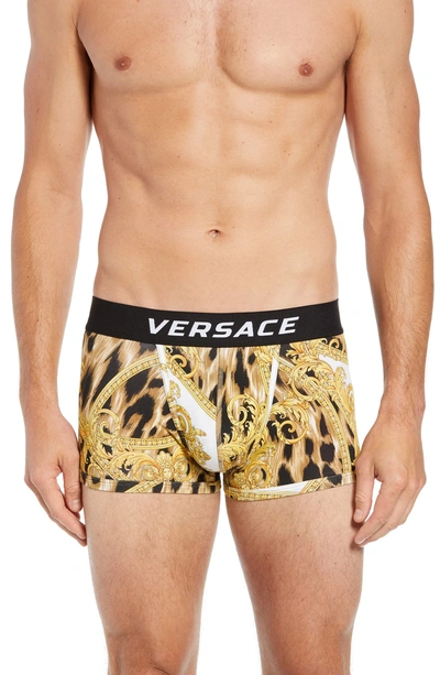 Shop Versace Parigamba Basso Trunks In White