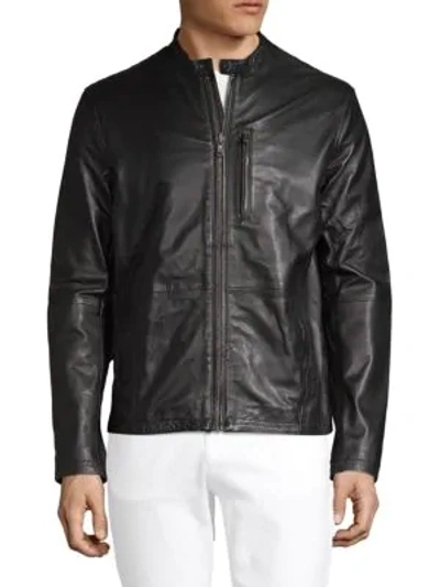 Shop John Varvatos Classic Leather Jacket In Black