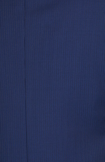 Shop Emporio Armani Trim Fit Stripe Wool Suit In Solid Medium Blue