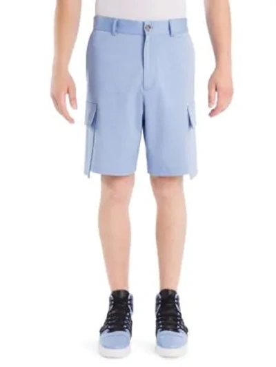 Shop Versace Cotton Cargo Shorts In Sky Blue