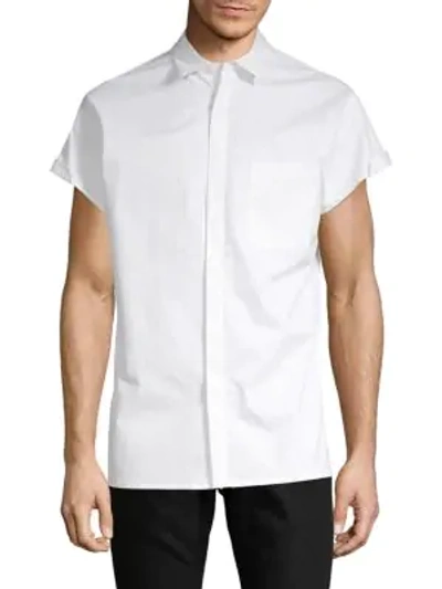 Shop Helmut Lang Uni-sleeve Cotton Button-down Shirt In Optic White
