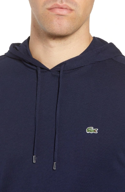 Shop Lacoste Pullover Hoodie In Navy Blue