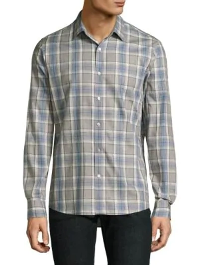 Shop Michael Kors Cotton Casual Button-down Shirt In Blue