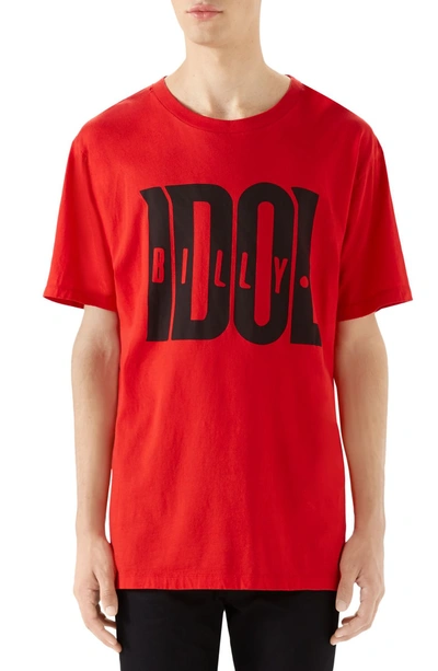 Shop Gucci Billy Idol Oversize T-shirt In Red Multi