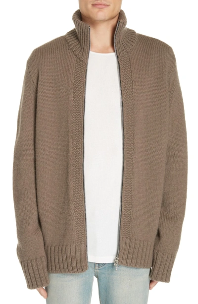 Shop Our Legacy Funnel Neck Zip Sweater In Stone