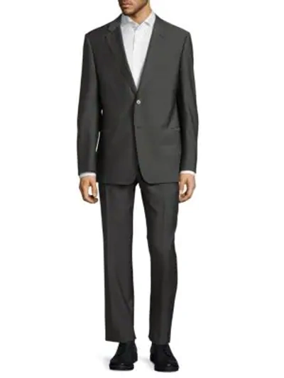 Shop Giorgio Armani Two-button Wool Suit In Grey