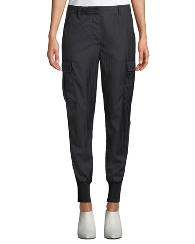 Shop 3.1 Phillip Lim / フィリップ リム Pinstripe Jogger Pants With Cargo Pockets In Navy