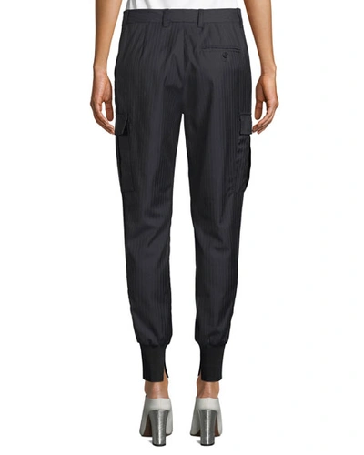 Shop 3.1 Phillip Lim / フィリップ リム Pinstripe Jogger Pants With Cargo Pockets In Navy