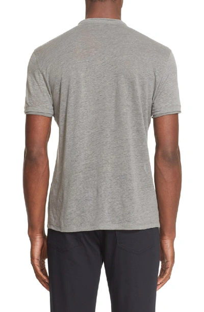 Shop John Varvatos V-neck Linen T-shirt In Pewter