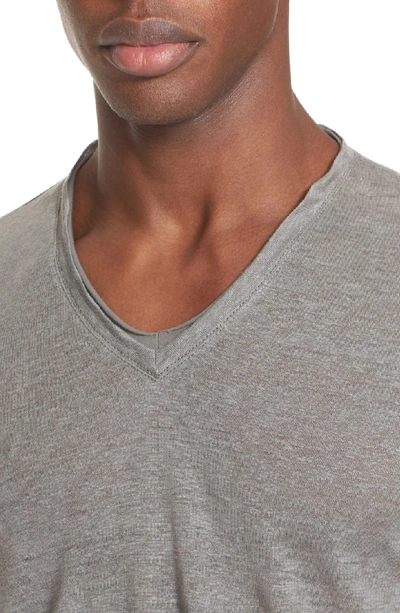 Shop John Varvatos V-neck Linen T-shirt In Pewter