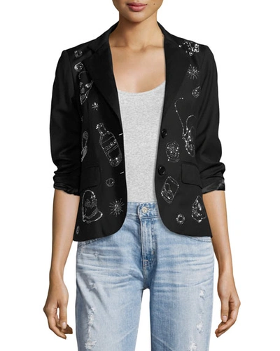 Shop Libertine Party Skulls Gabardine Blazer, Black