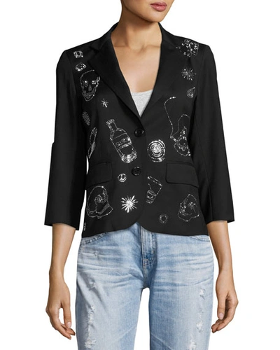 Shop Libertine Party Skulls Gabardine Blazer, Black