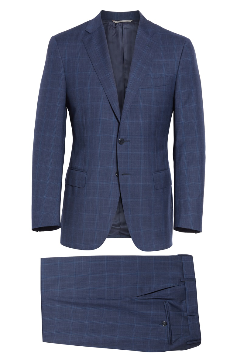 Canali Sienna Classic Fit Plaid Wool Suit In Navy | ModeSens