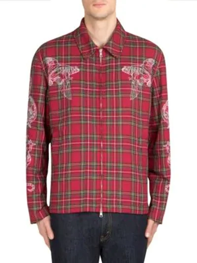 Shop Stella Mccartney Embroidered Zip-front Shirt In Red Multi