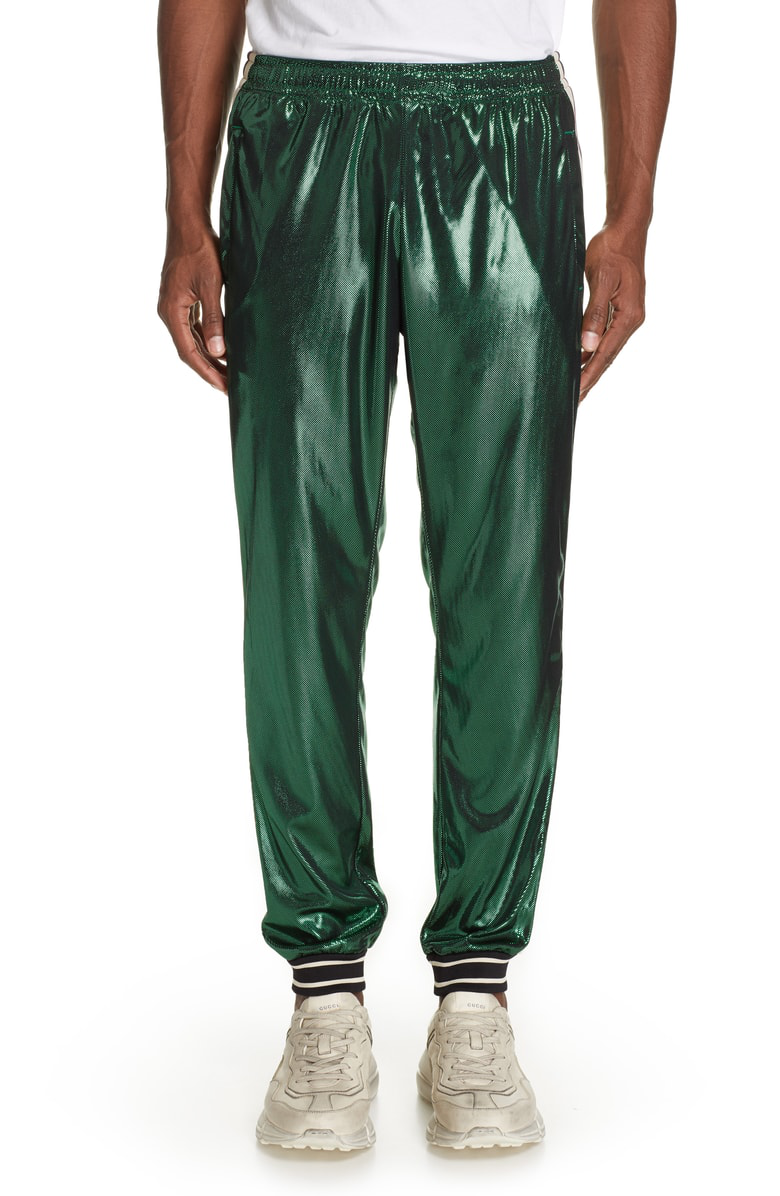 Gucci Tapered Webbing-Trimmed Coated-Jersey Track Pants In Green | ModeSens