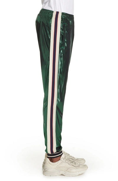 Shop Gucci Shimmer Track Pants In Green