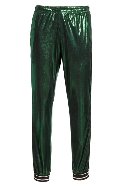 Shop Gucci Shimmer Track Pants In Green