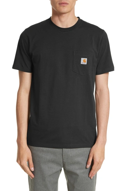 Shop Carhartt Logo Pocket T-shirt In Black